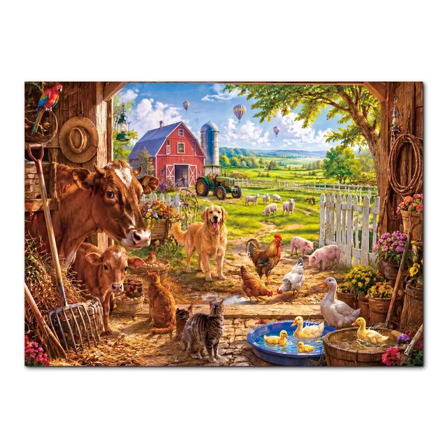 kaayee-sunny-farmyard-1000-teile-puzzle-eco-white-board-bauernhof image 1