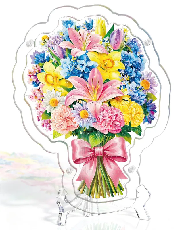 kaayee-pink-lily-daffodil-suncatcher-tischbild-blumen-acryl image 1