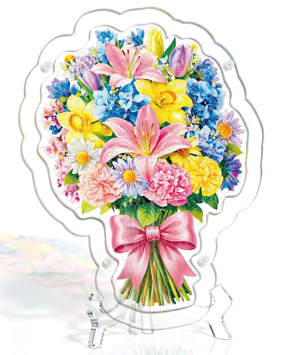 kaayee-pink-lily-daffodil-suncatcher-tischbild-blumen-acryl image 1