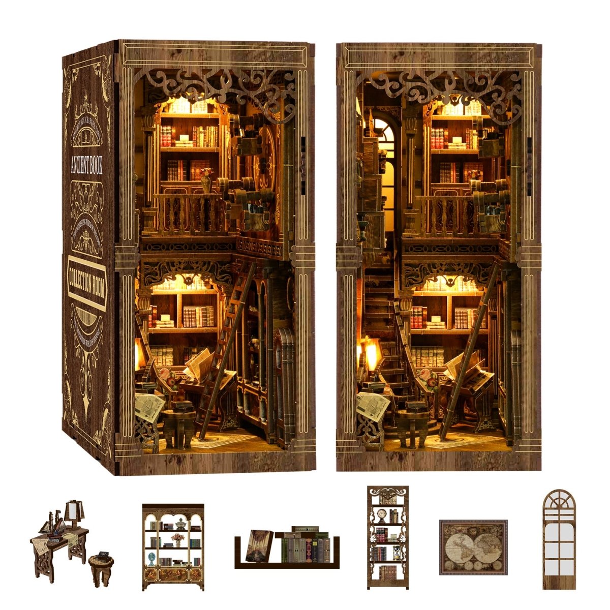 kaayee-book-nook-kit-antique-book-collection-regal-miniatur image 5
