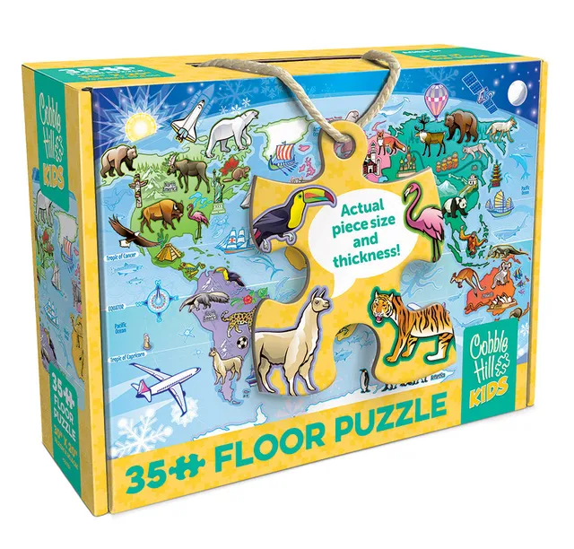cobble-hill-floor-puzzles-map-of-the-world-bodenpuzzle-35-teile image 1