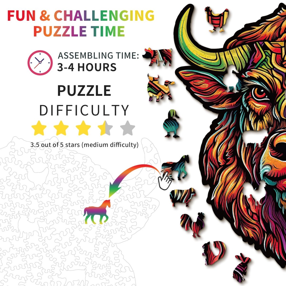 kaayee-wooden-puzzle-angry-bull-holzpuzzle-medium-stier image 4