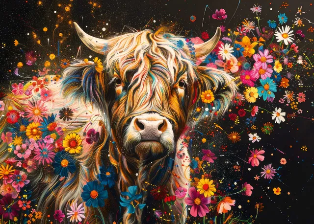 ulmer-puzzleschmiede-puzzle-2000-teile-flower-cow-kuh-puzzle image 1