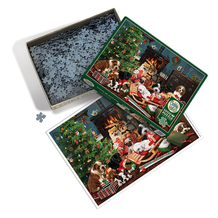 cobble-hill-1000-piece-christmas-puppies-puzzle-1000-teile-hunde image 3
