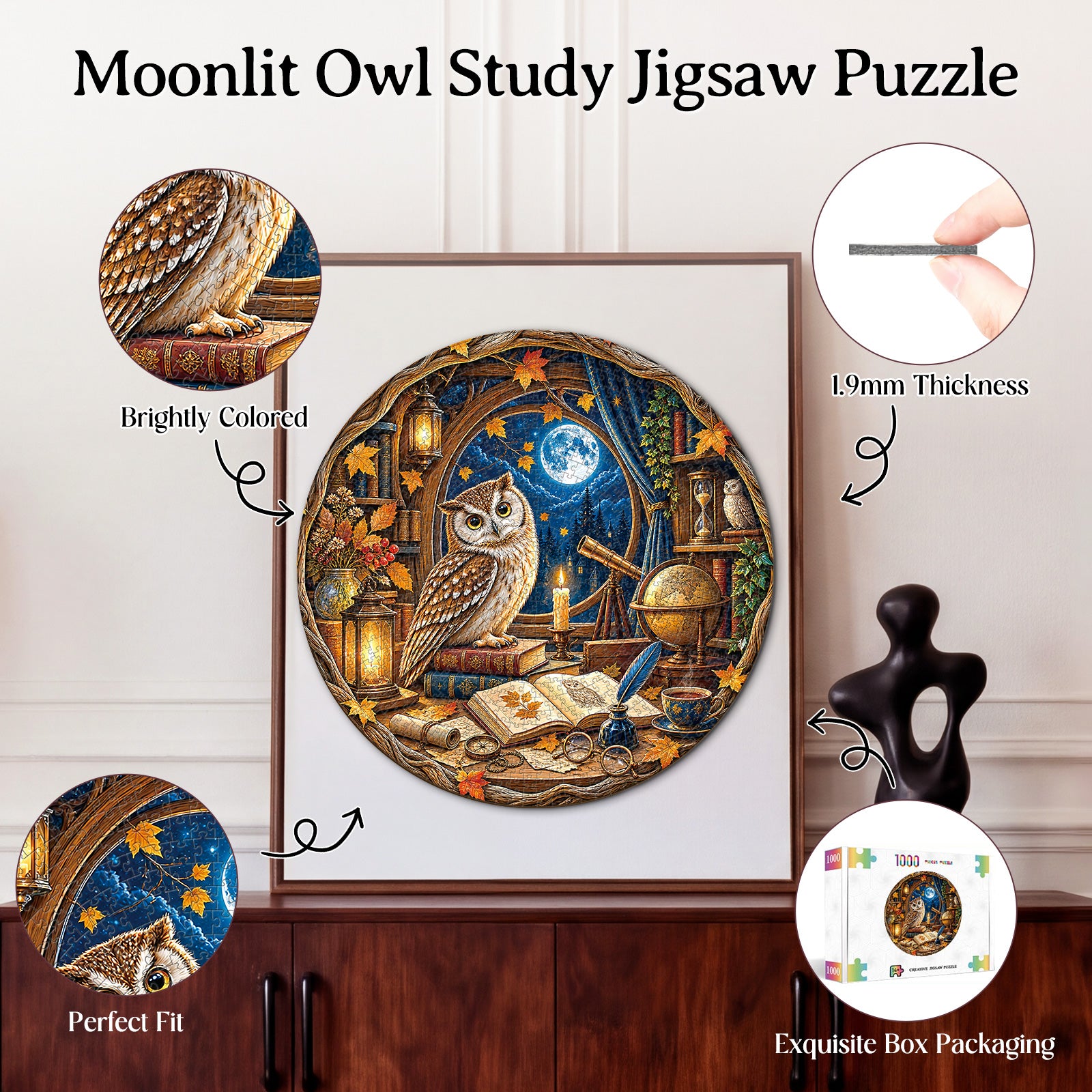 kaayee-moonlit-owl-study-karton-puzzle-1000-teile-eco image 3