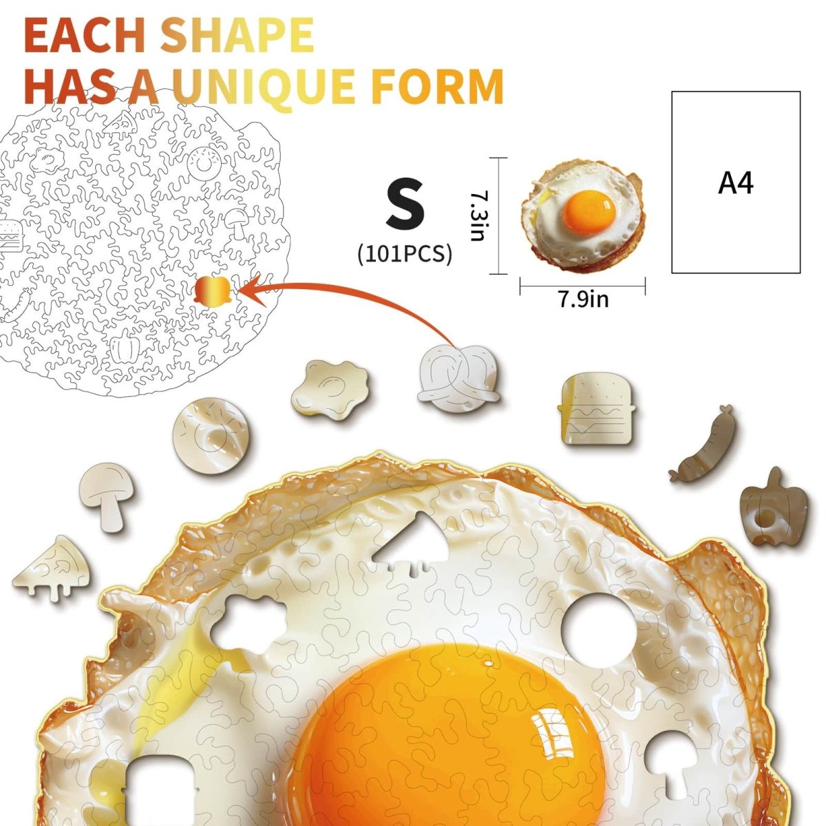 kaayee-wooden-puzzle-fried-egg-holzpuzzle-klein-110-teile image 3
