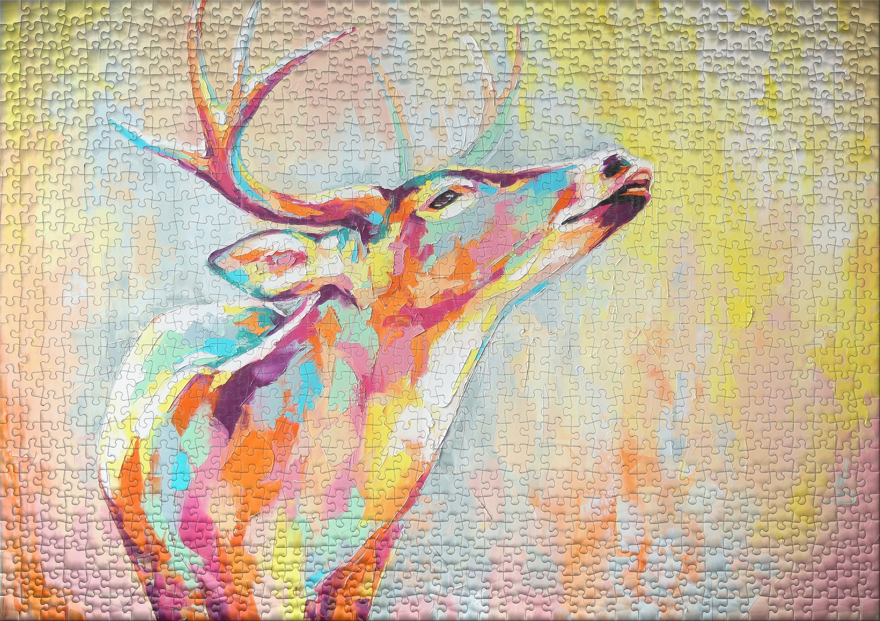 ulmer-puzzleschmiede-puzzle-1000-teile-bunter-hirsch-tier-puzzle-kunst image 2
