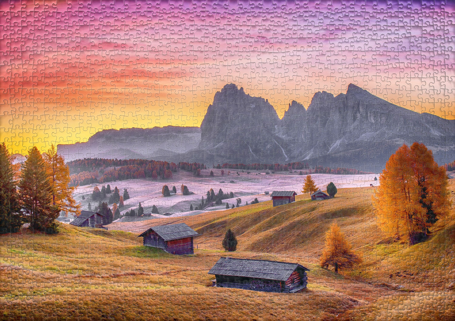 ulmer-puzzleschmiede-seiser-alm-puzzle-1000-teile-dolomiten image 2