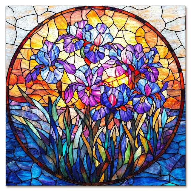 kaayee-purple-glass-iris-holzpuzzle-mittel-glas-motiv image 1