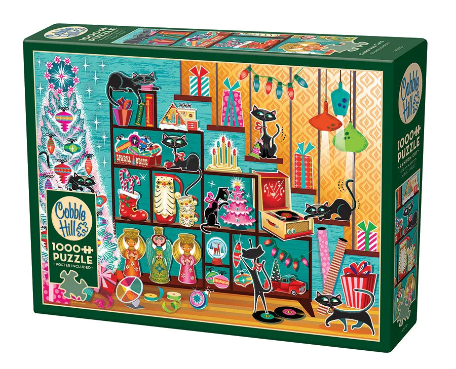 cobble-hill-1000-piece-christmas-cats-puzzle-1000-teile-katzen image 1