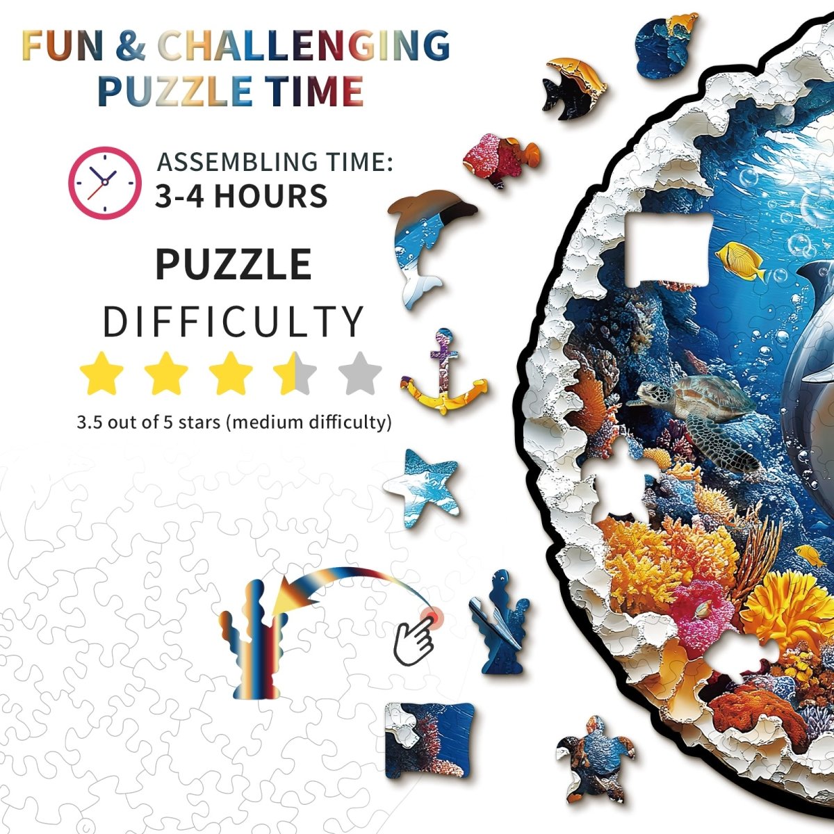 kaayee-wooden-puzzle-beautiful-sea-world-holzpuzzle-medium-delfine image 4