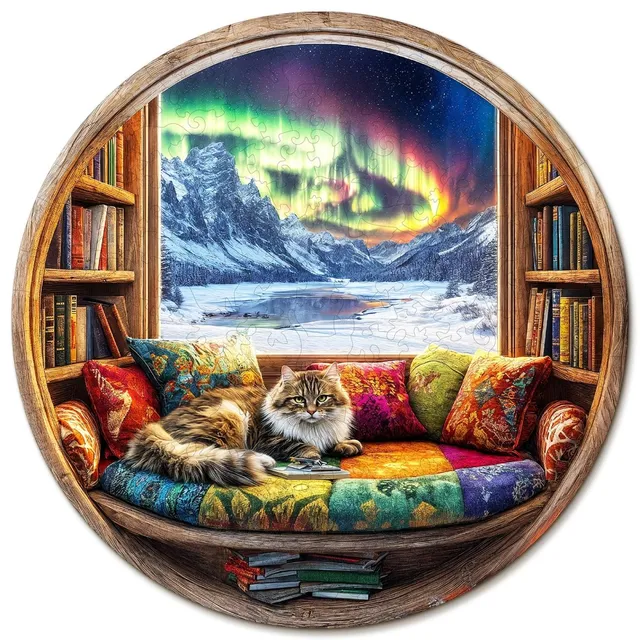 kaayee-wooden-cat-and-bookstore-holzpuzzle-medium-katze image 1