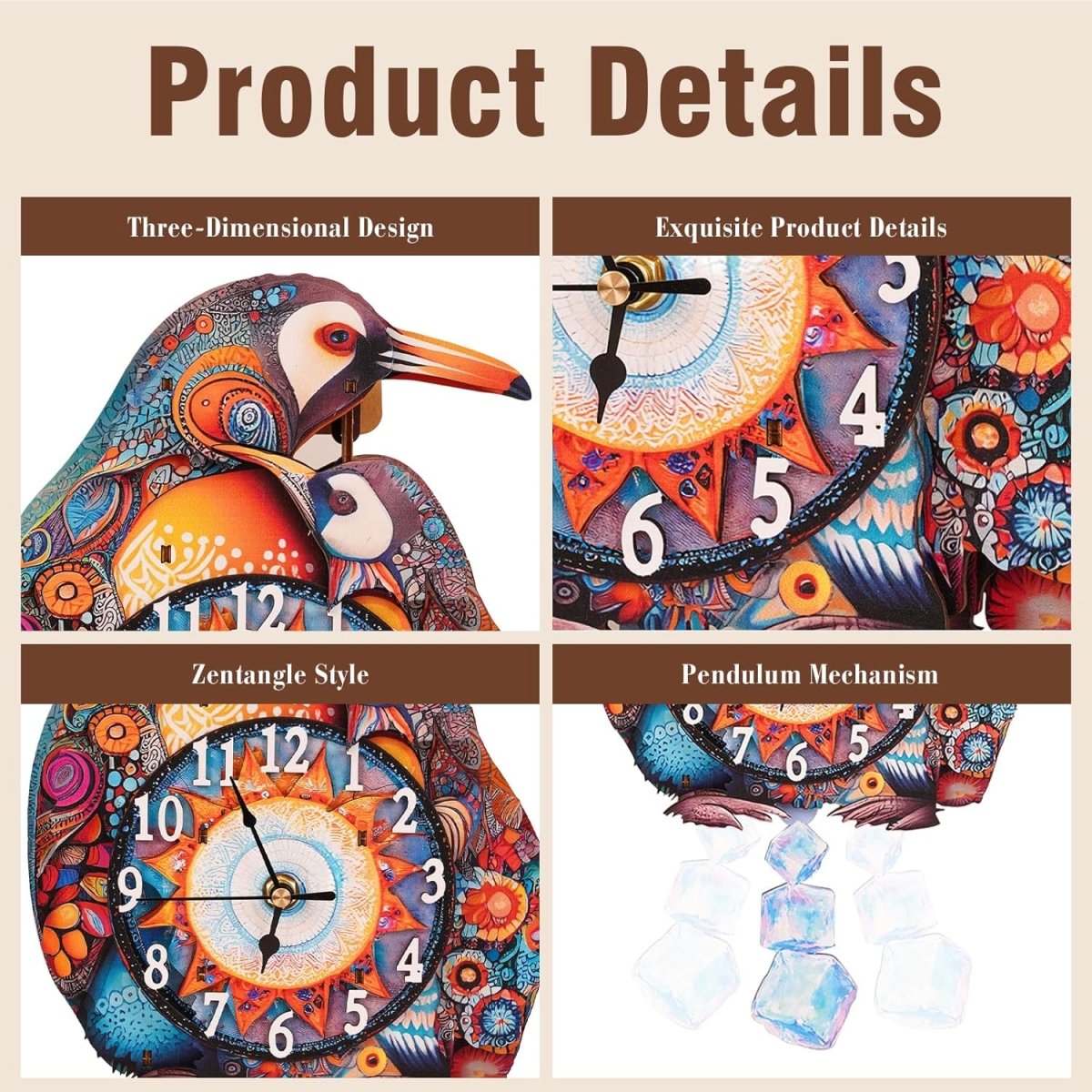 kaayee-clock-kit-penguin-family-puzzle-uhr-holz-pinguine image 4