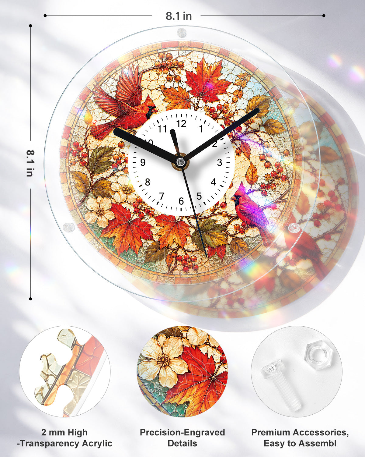 kaayee-clock-kit-autumn-cardinal-acryl-puzzle-uhr-regular image 3