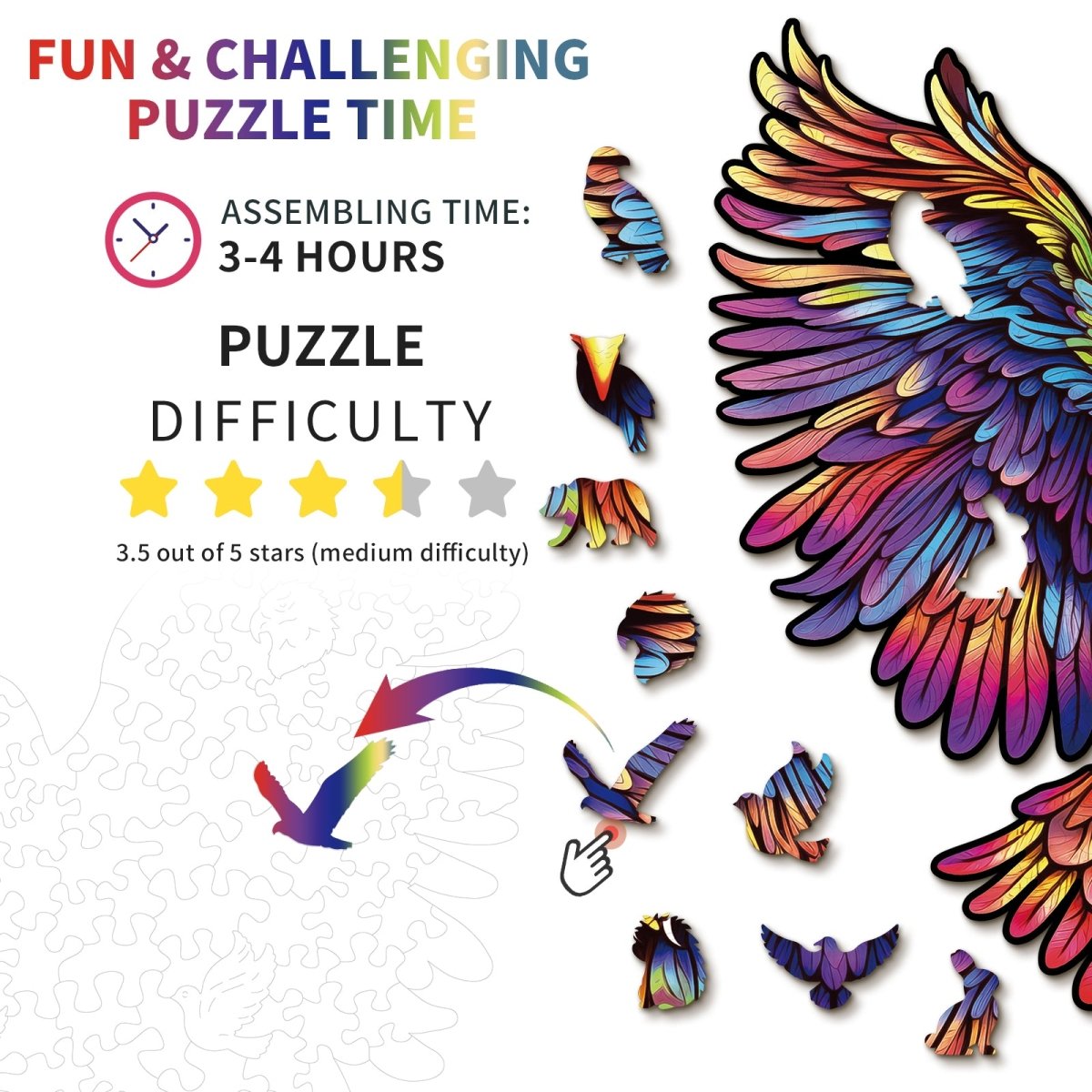 kaayee-wooden-puzzle-soaring-eagle-holzpuzzle-m-bunt-adler image 4