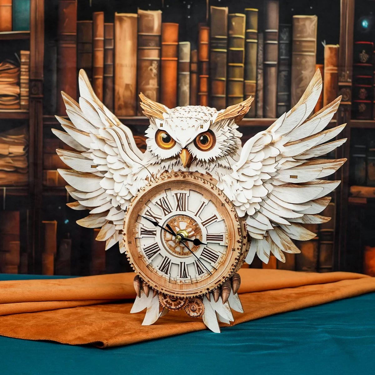 kaayee-clock-kit-snowy-owl-wanduhr-holz-3d-puzzle image 2