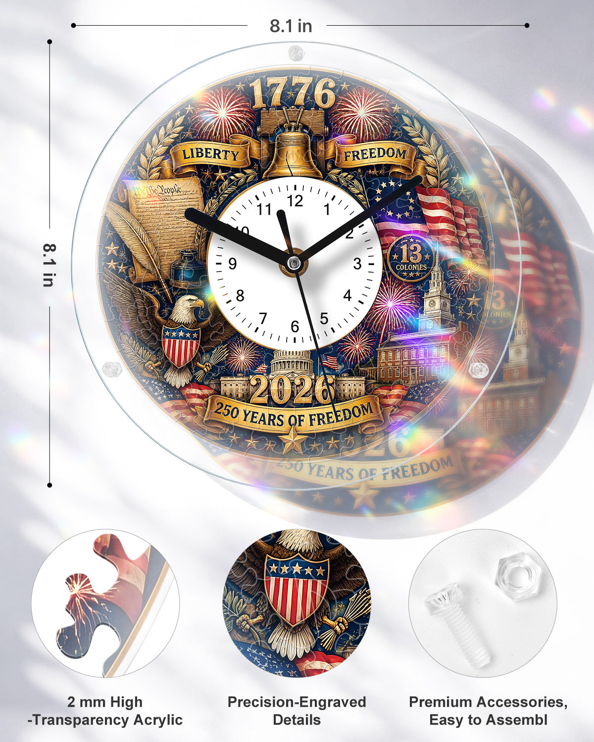 kaayee-250-years-of-freedom-acryl-puzzle-uhr-regular-size image 3