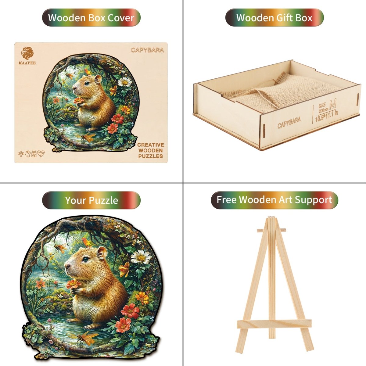 kaayee-wooden-puzzle-capybara-holzpuzzle-m-teich-blumen image 5