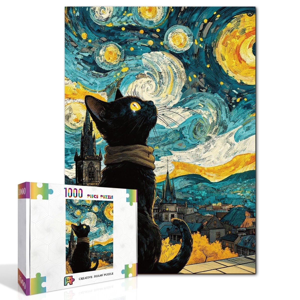 kaayee-cardboard-puzzle-moonlit-black-cat-1000-teile-schwarz image 2