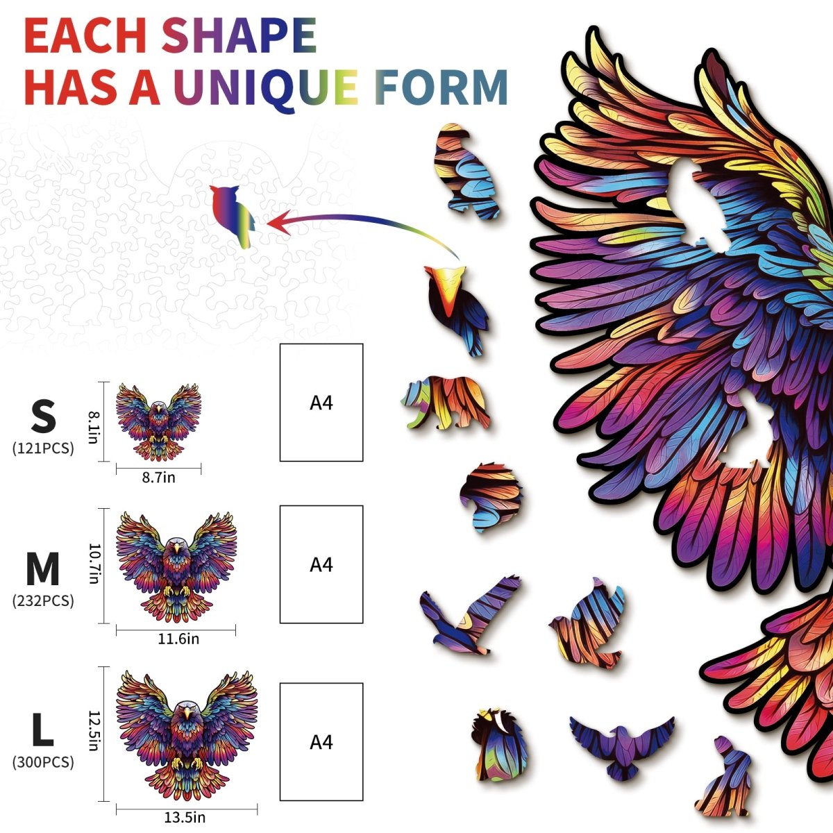 kaayee-wooden-puzzle-soaring-eagle-holzpuzzle-m-bunt-adler image 5