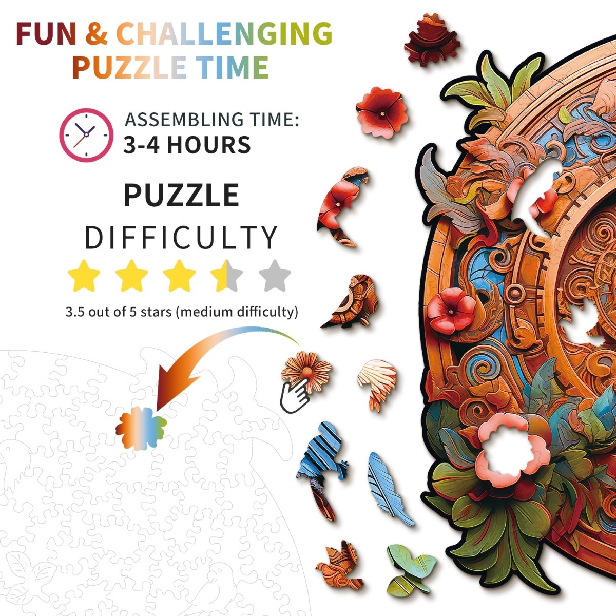 kaayee-gear-parrot-holzpuzzle-papagei-medium image 3
