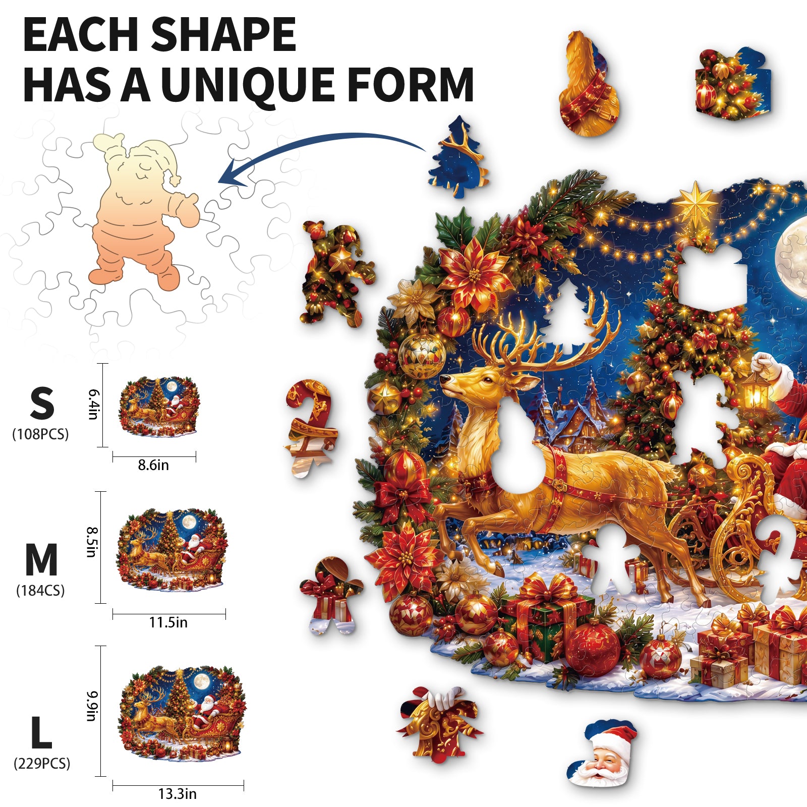 kaayee-wooden-puzzle-christmas-moonlit-sleigh-ride-holzpuzzle-m image 3