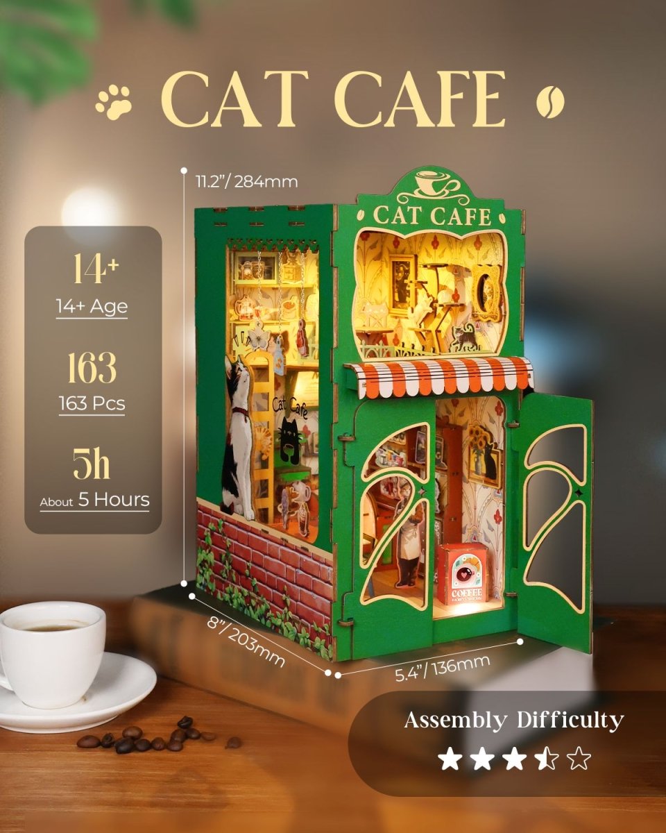 kaayee-book-nook-kit-cat-s-coffee-house-miniatur-beleuchtet image 3