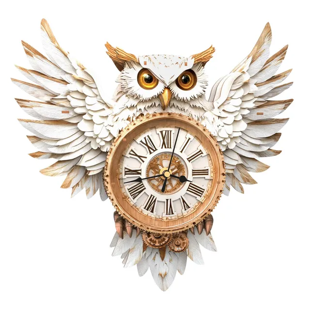 kaayee-clock-kit-snowy-owl-wanduhr-holz-3d-puzzle image 1