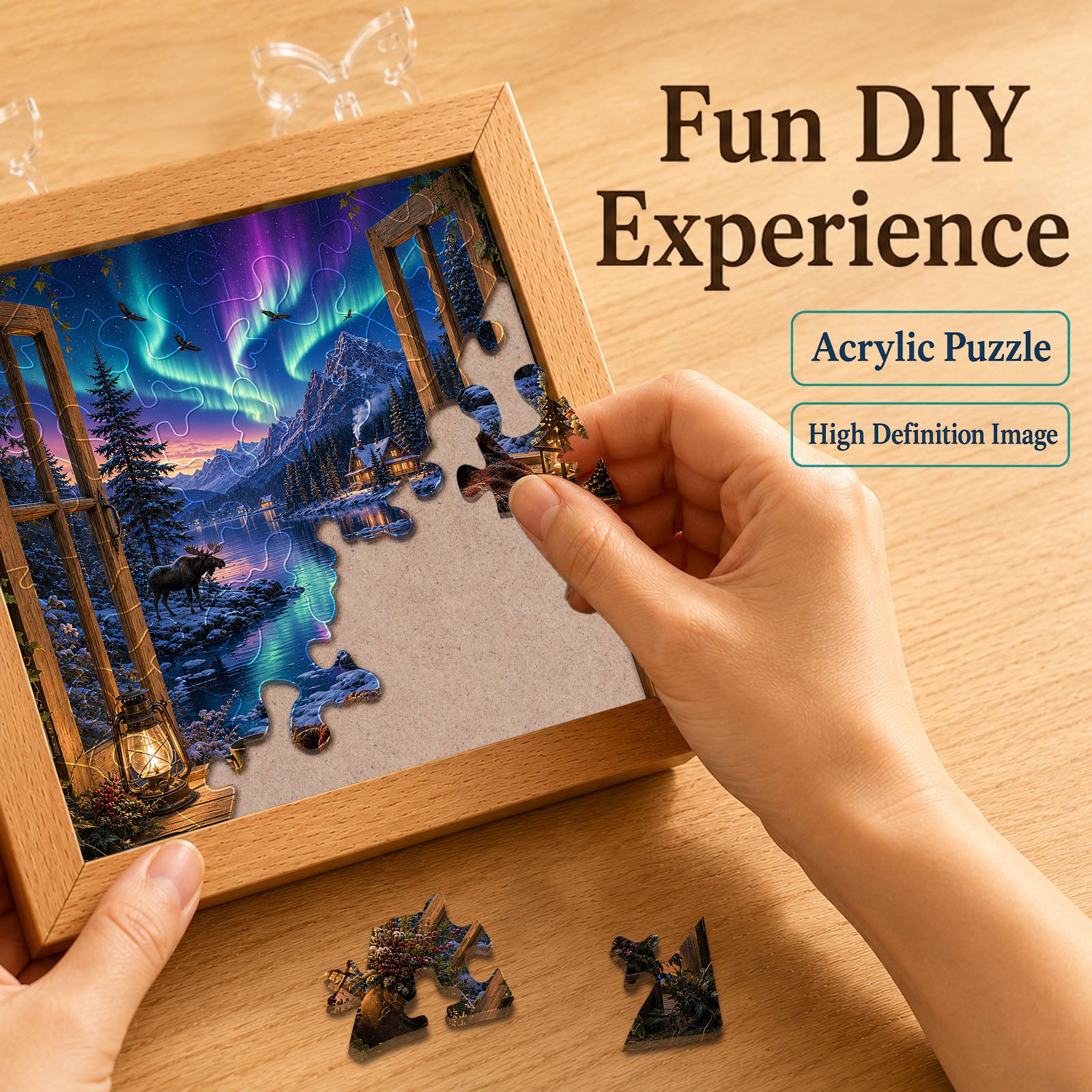 kaayee-aurora-vista-acryl-puzzle-nachtlicht-holzrahmen-polarlicht image 2