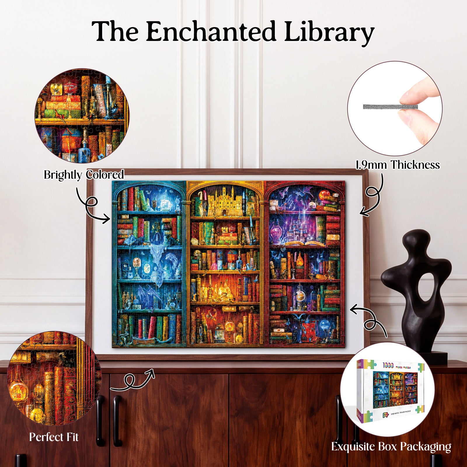 kaayee-cardboard-the-enchanted-library-puzzle-1000-teile image 3