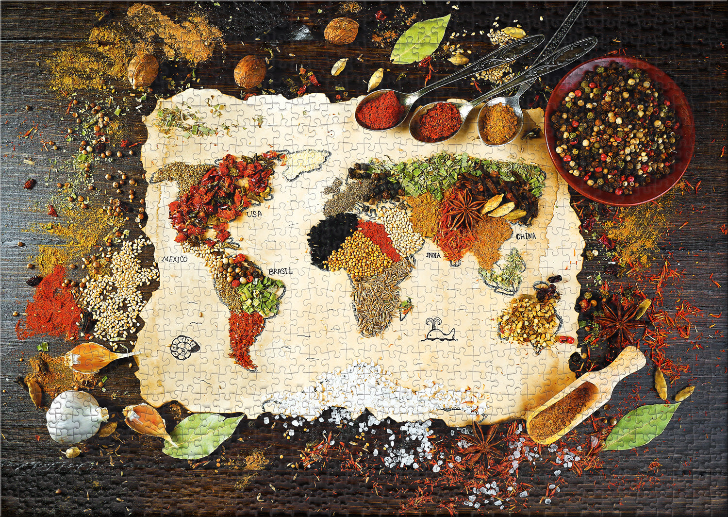 ulmer-puzzleschmiede-puzzle-1000-teile-taste-the-world-weltkarte-gew-rze image 2