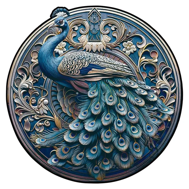 kaayee-wooden-puzzle-retro-beautiful-peacock-holzpuzzle-pfau image 1