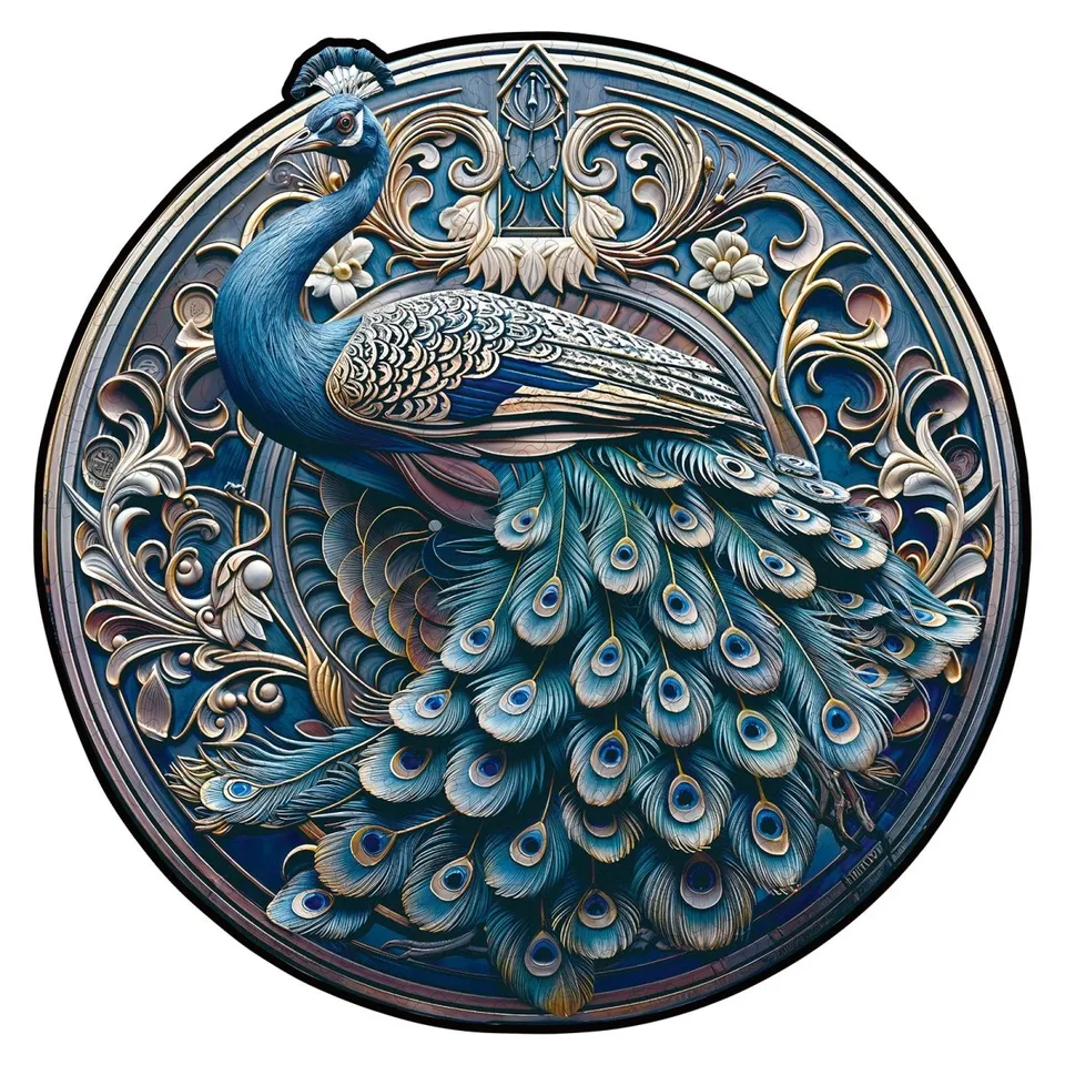 kaayee-wooden-puzzle-retro-beautiful-peacock-holzpuzzle-pfau image 1