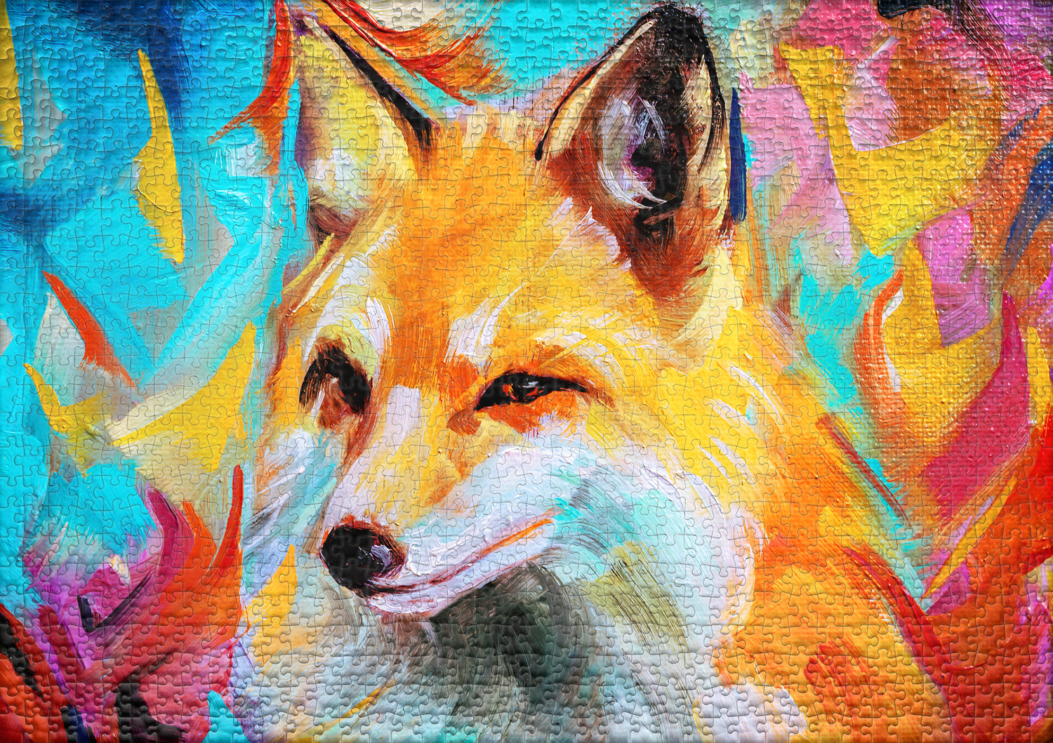 ulmer-puzzleschmiede-1000-teile-bunter-fuchs-puzzle-tier-abstrakt image 2