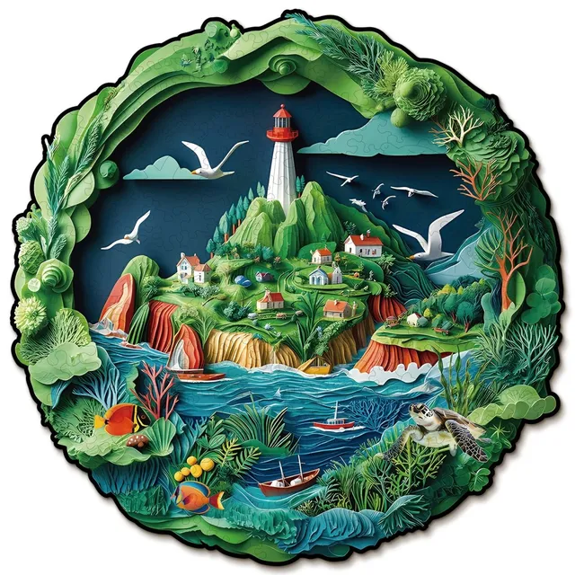 kaayee-harbor-town-holzpuzzle-medium-leuchtturm image 1