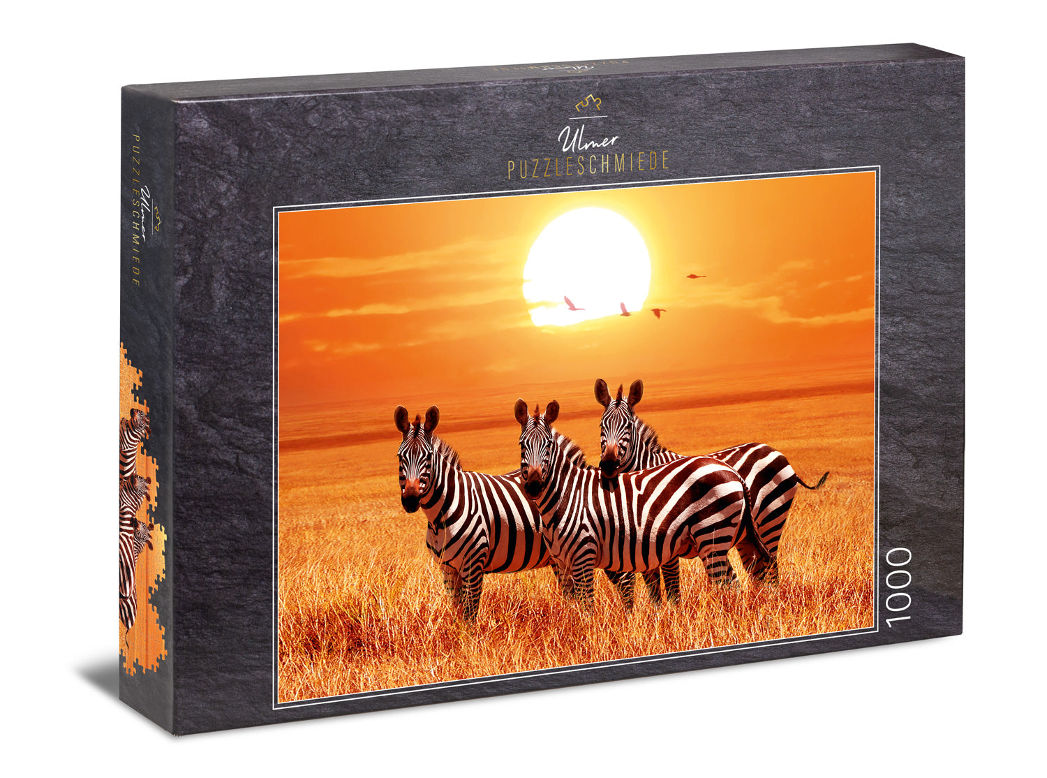 ulmer-puzzleschmiede-puzzle-1000-teile-unter-der-sonne-afrikas-zebra-savanne image 1