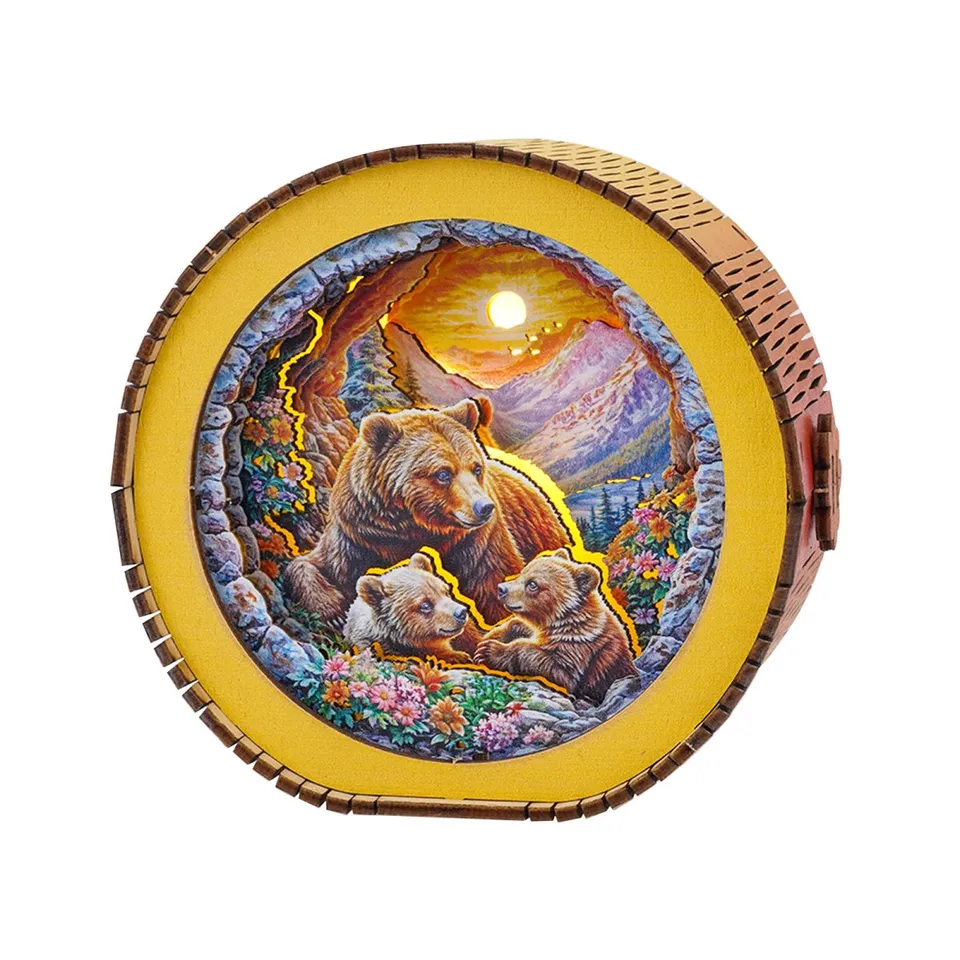 kaayee-brown-bear-family-holz-nachtleuchte-night-light-only image 1
