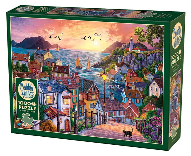 cobble-hill-1000-teile-coastal-town-at-sunset-puzzle-k-ste image 1
