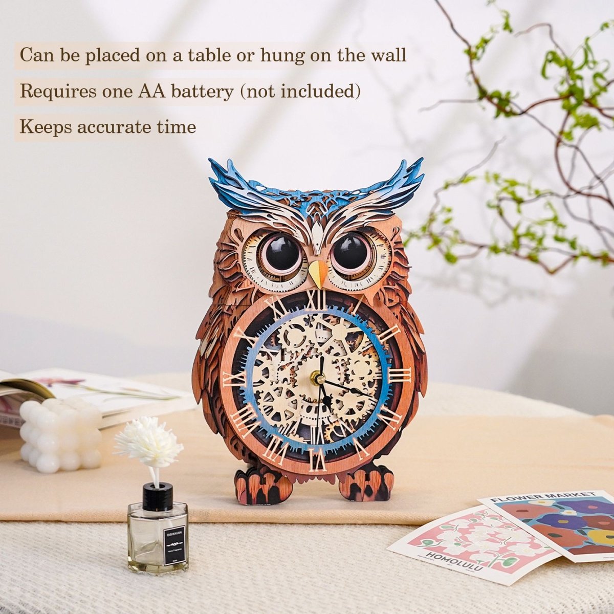 kaayee-clock-kit-eule-holz-3d-puzzle-uhr-mit-pendel image 6