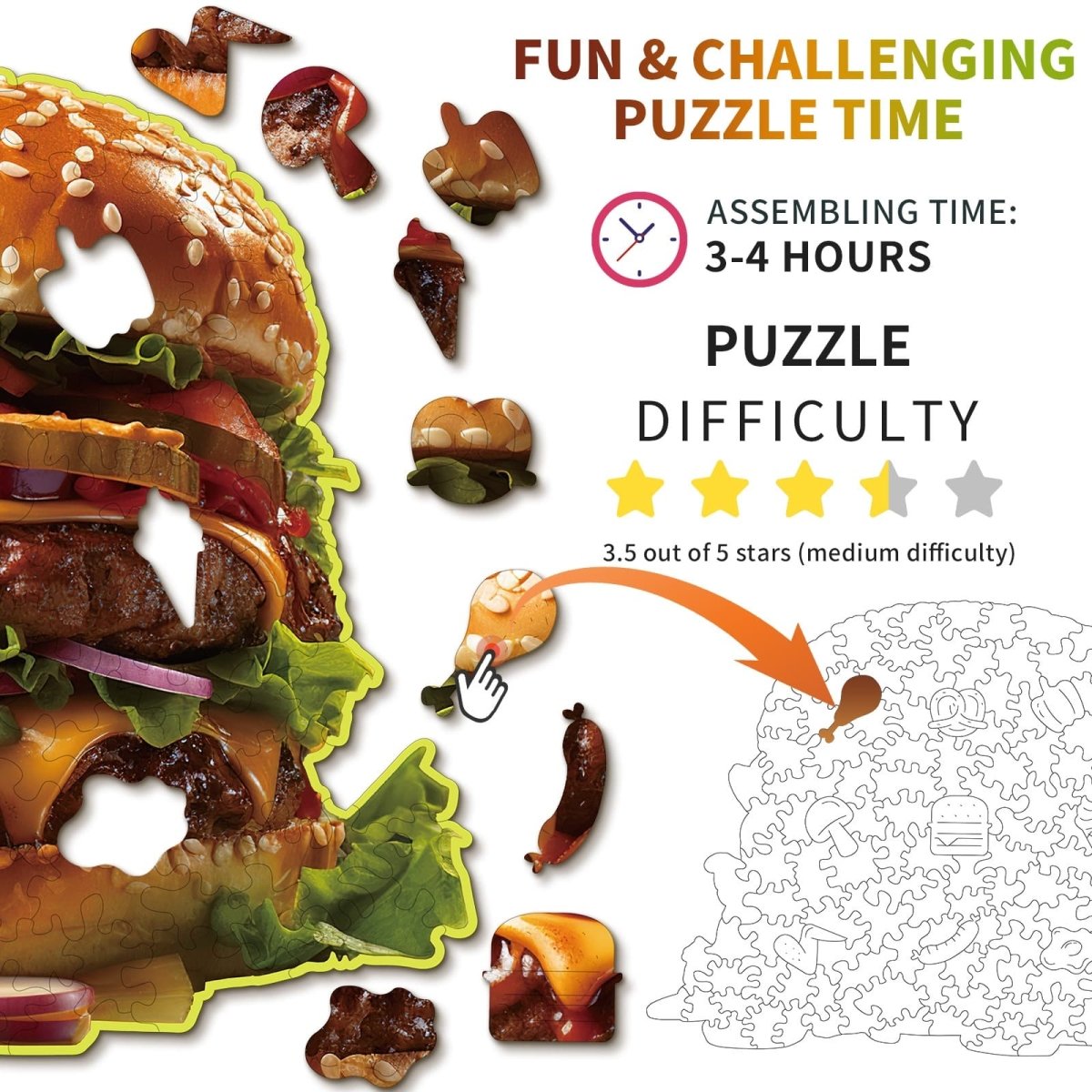 kaayee-wooden-hamburger-holzpuzzle-medium-ca-110-teile-burger image 4