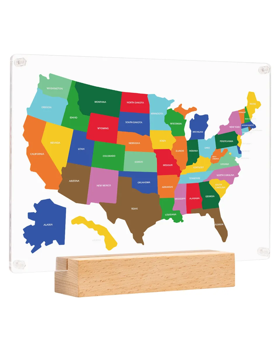 kaayee-night-light-us-map-acryl-nachtlicht-mit-holzsockel image 1