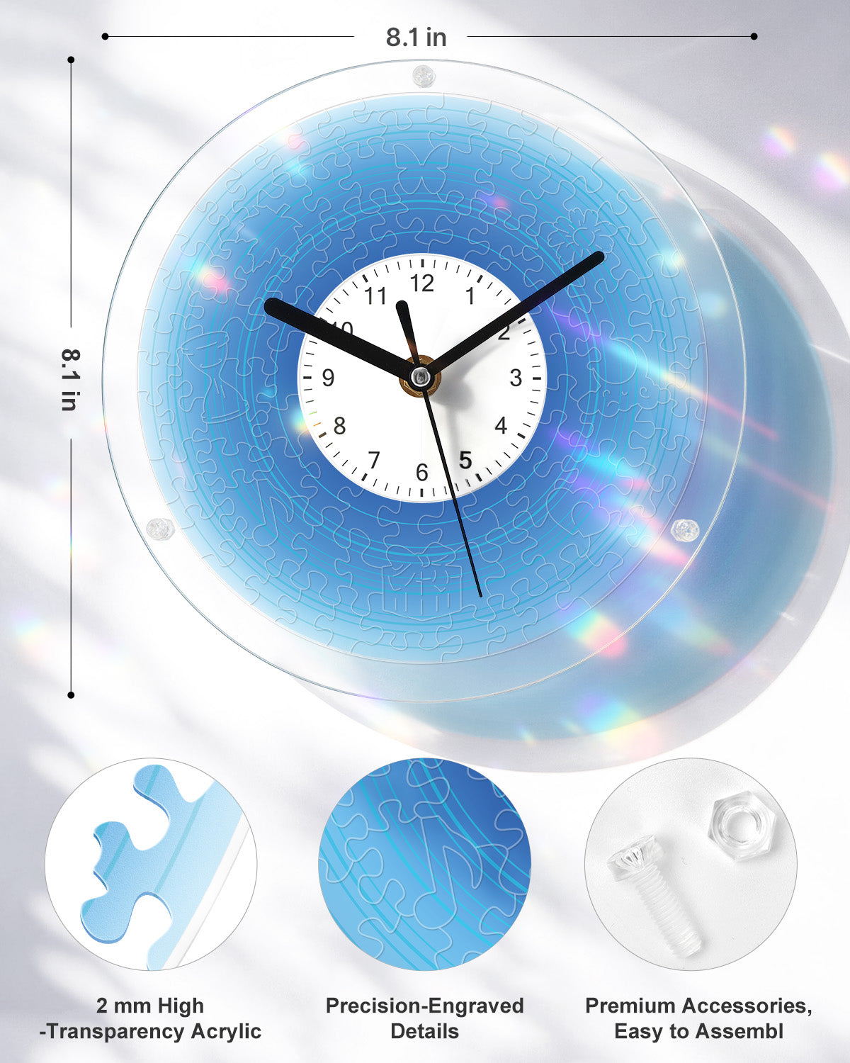 kaayee-clock-kit-gradient-blue-puzzle-uhr-acryl-regular image 3