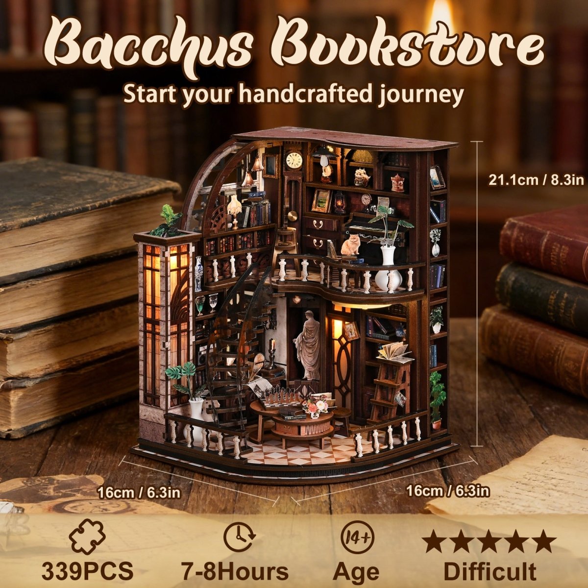 kaayee-miniature-bacchus-bookstore-diy-miniaturhaus-holz-led image 5
