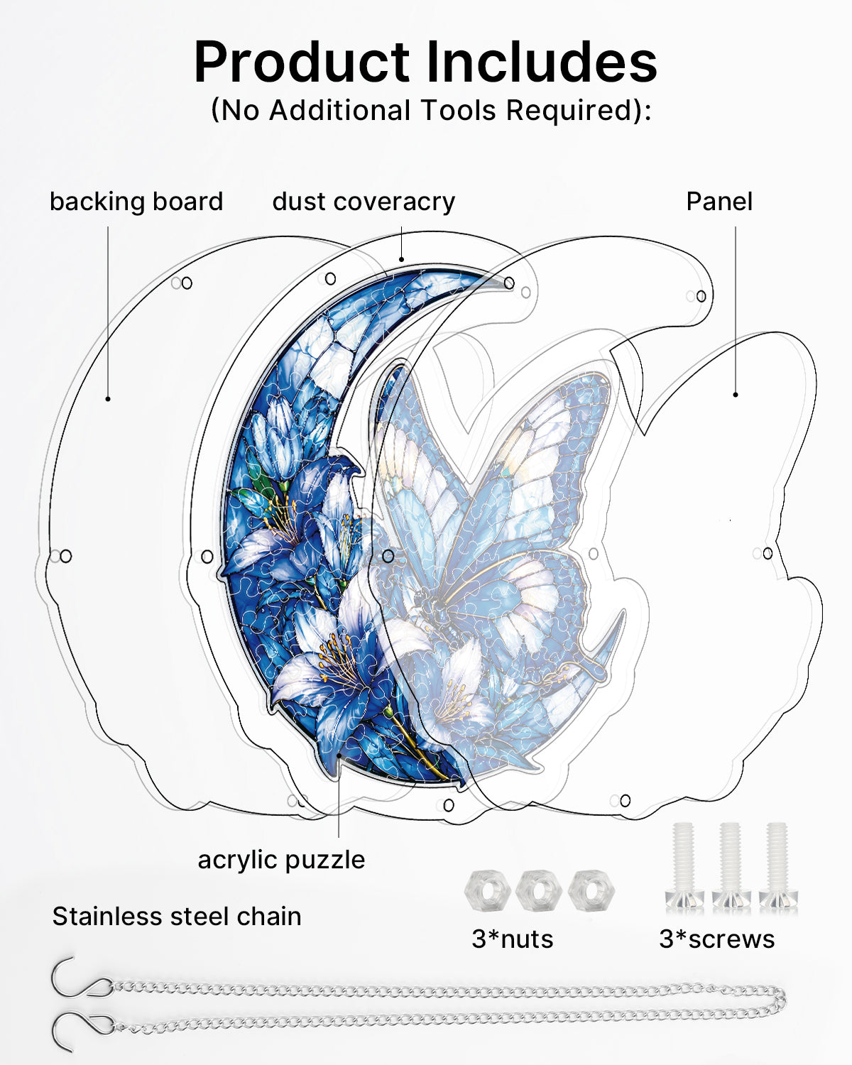kaayee-suncatcher-puzzle-moonlit-blue-butterflies-medium-20-8-cm image 6