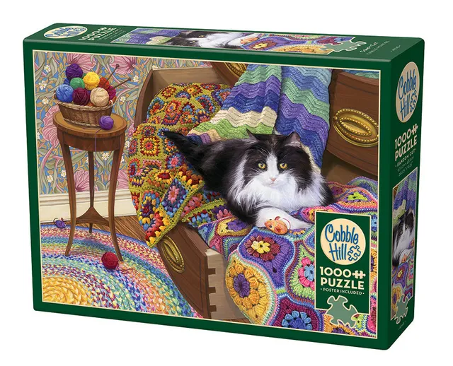 cobble-hill-comfy-cat-1000-teile-puzzle-katze-decke image 1
