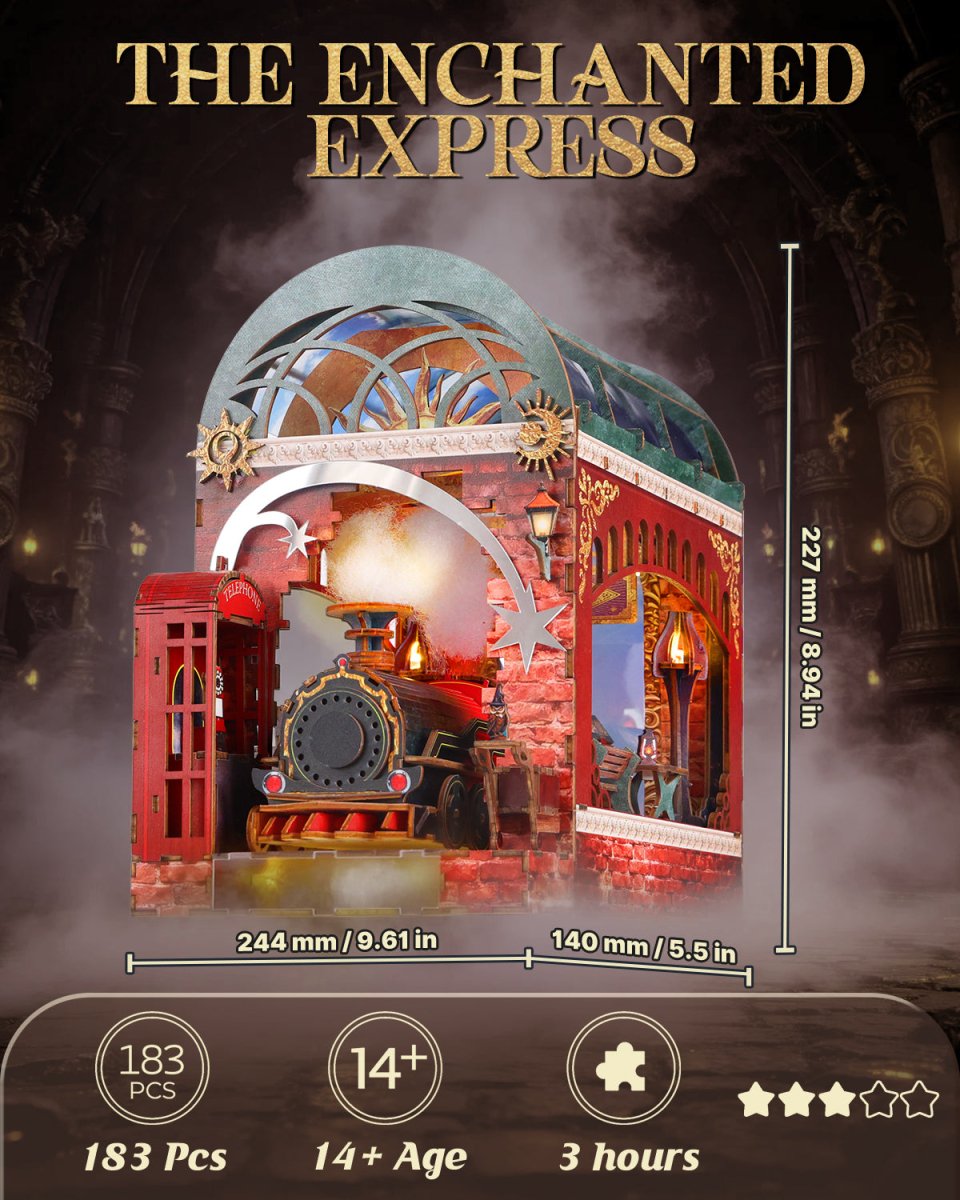 kaayee-book-nook-enchanted-express-miniatur-zug-holzbausatz image 2