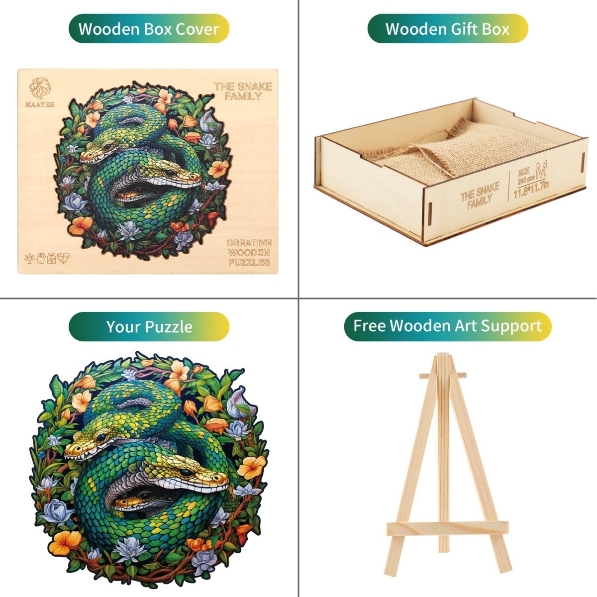 kaayee-wooden-puzzle-snake-family-holzpuzzle-medium-gr-n image 5