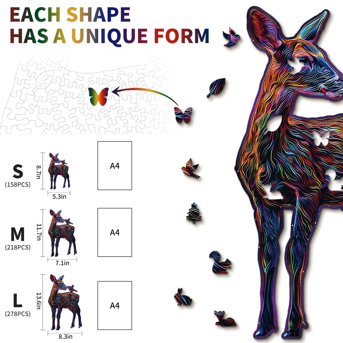kaayee-colorful-deer-holzpuzzle-medium-bunter-hirsch-tier image 5