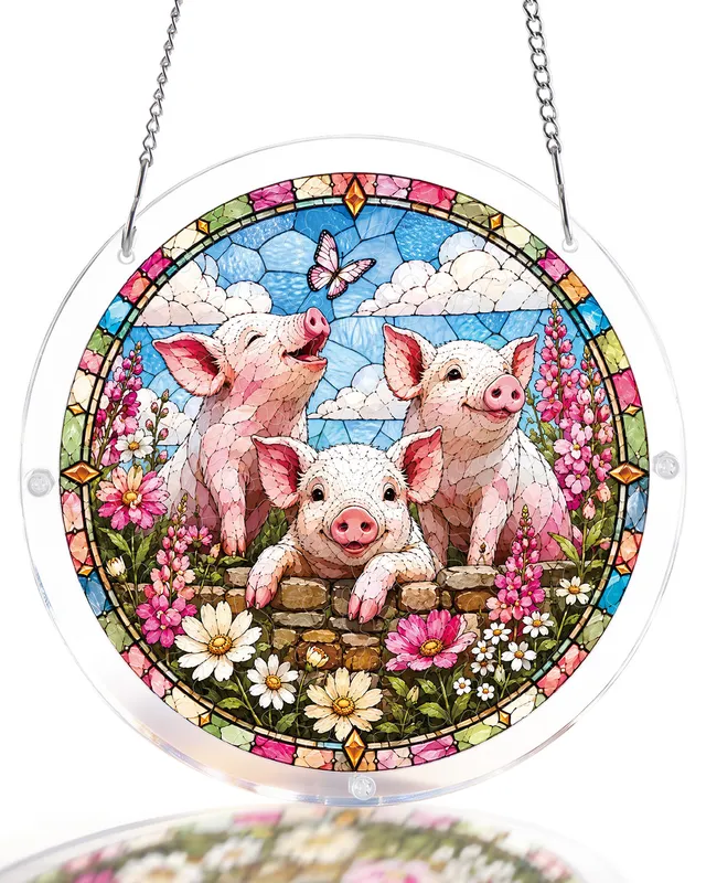 kaayee-suncatcher-meadow-piglets-acryl-fensterbild-medium image 1