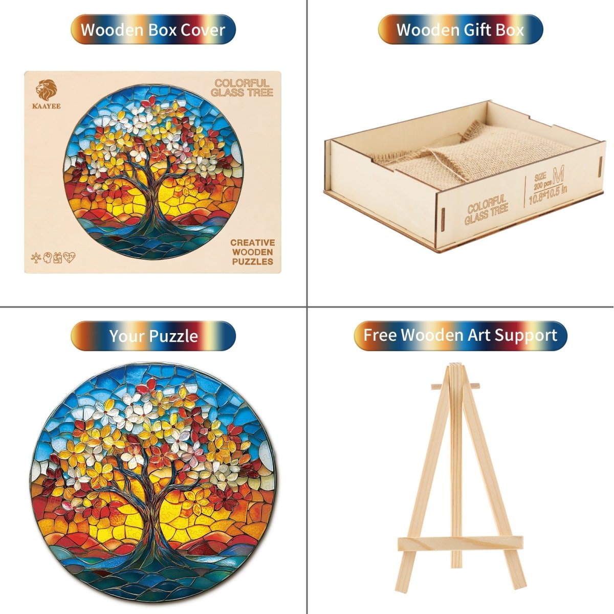 kaayee-wooden-puzzle-colorful-glass-tree-holzpuzzle-medium-bunt image 5